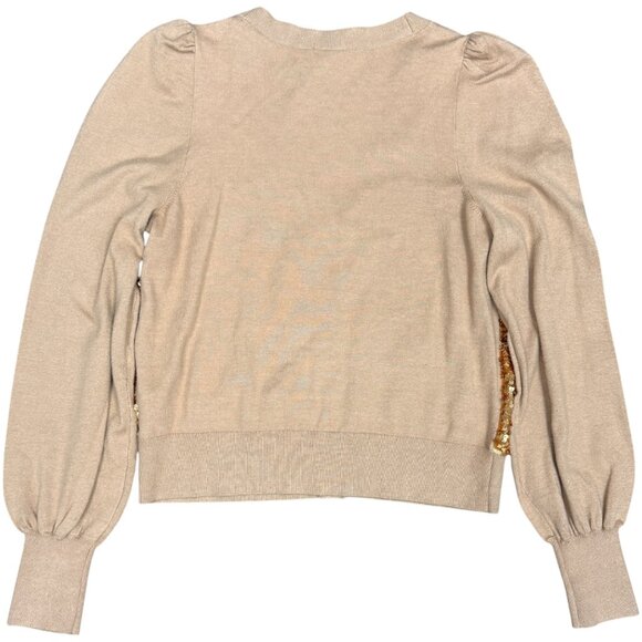 NWT Women's‎ EXPRESS Front Sequin Button Cardigan Camel/Gold | Size M - Picture 7 of 12